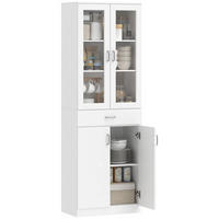 HIGHBOARD DE-11261 2 Glastüren & Schublade mit verstellbaren Böden Weiß - Weiß, Holzwerkstoff (35/180/60cm) - ComfortXL