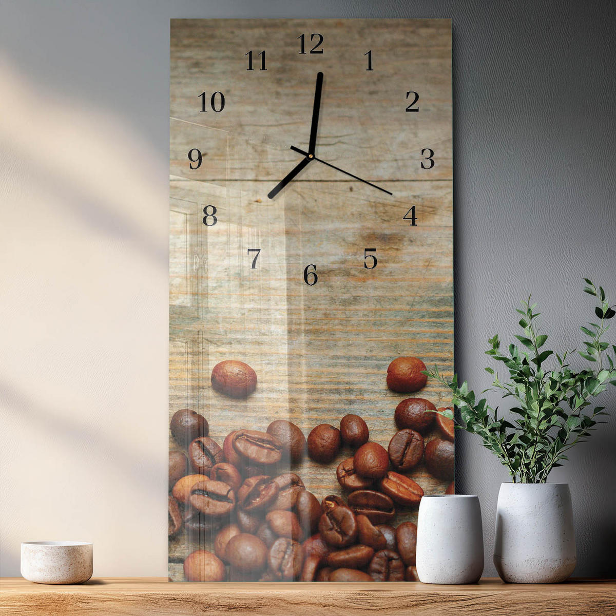 WANDUHR 60x30 cm - Abstrakte Linien - Braun, Glas (30/60/0.4cm) - TULUP