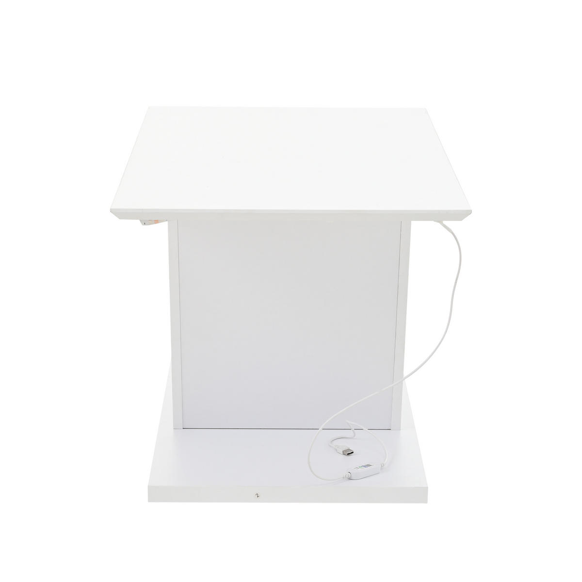 COUCHTISCH 100/50/46 cm V-Form mit LED-Beleuchtung hochglänzend weiß - Weiß, Holzwerkstoff (100/50/46cm) - OKWISH