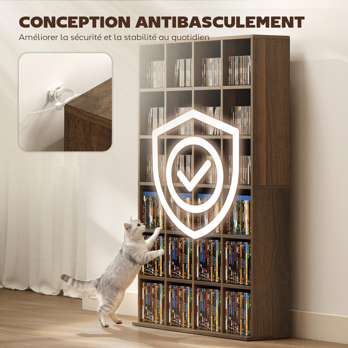 CD-REGAL DE-14505 mit verstellbaren Böden Braun - Braun, Holzwerkstoff (20/130.5/89cm) - ComfortXL