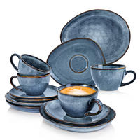KAFFEESERVICE DARWIN für 4 Personen aus Steingut - Blau, Keramik (26/34/24.75cm) - Sänger
