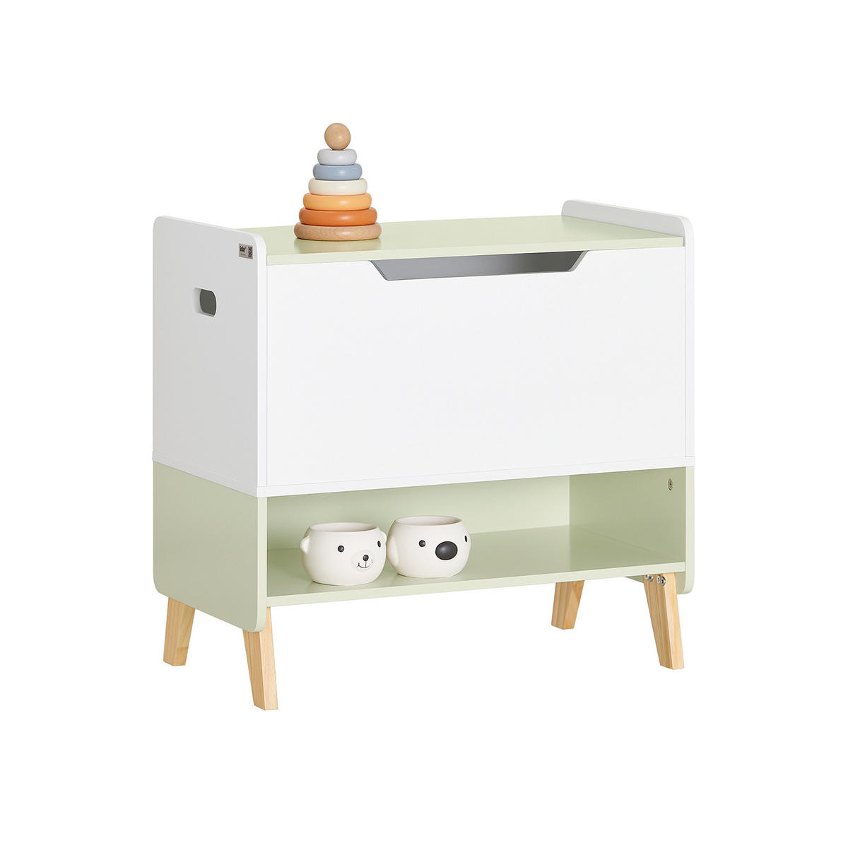 KINDER-SPIELZEUGTRUHE Grün - Weiß/Naturfarben, Holz/Holzwerkstoff (60/57/34cm) - SoBuy