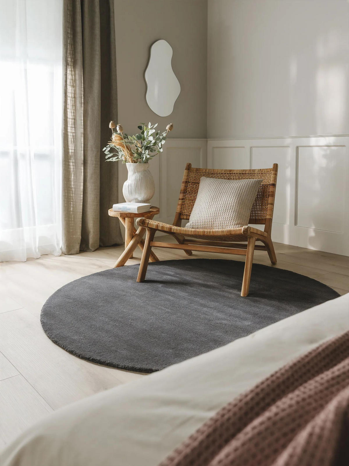VOLNENA preproga Bent Antracit ø 200 cm okrogla - antracit, tekstil/naravni materiali (200/200cm) - benuta Nest