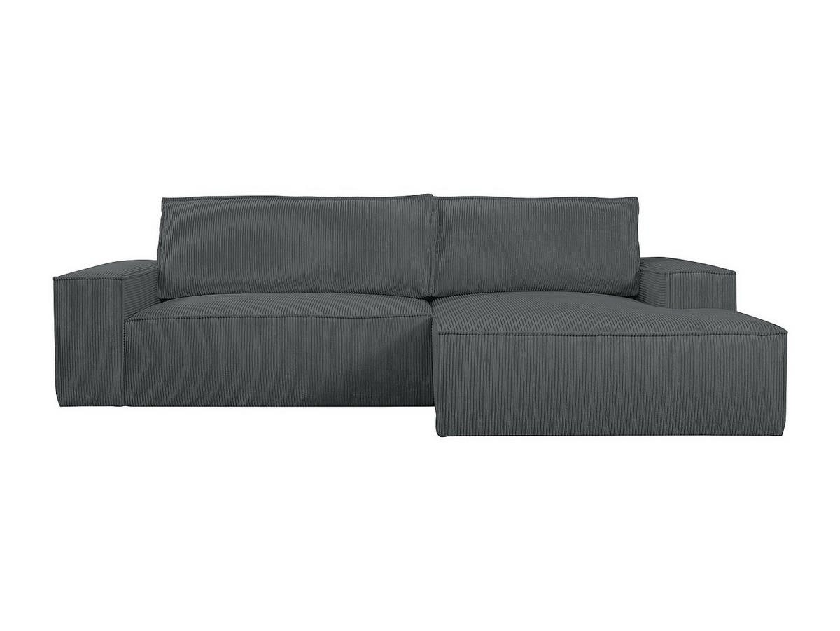 ECKSOFA mit Schlaffunktion - Ecke Rechts - Cord - Anthrazit - AMELIA - Anthrazit, Textil (267/167cm) - Vente-Unique