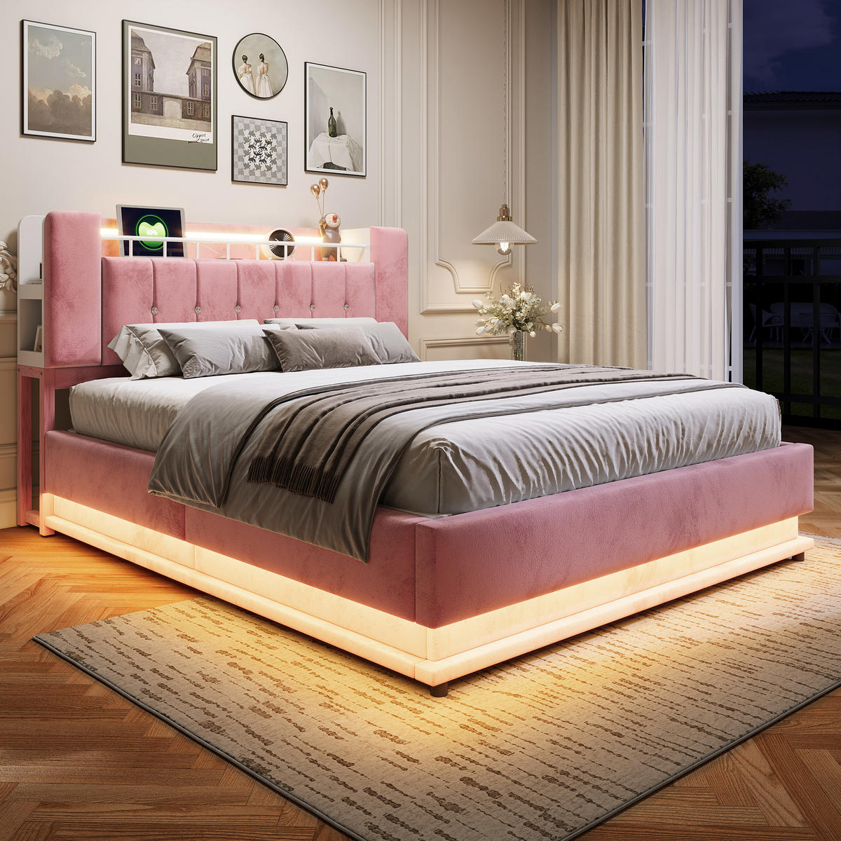 POLSTERBETT 160/200 cm Rosa - Pink, Textil