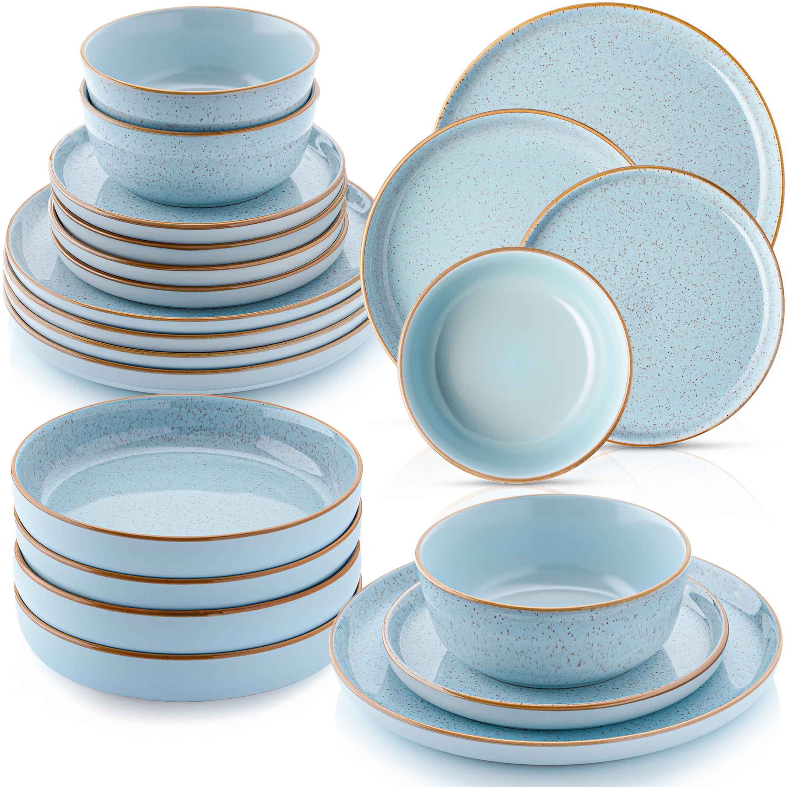 TAFELSERVICE RIO LAGUNE - 18 teilig aus Steingut - Blau, Stein (44/45/54cm) - Sänger