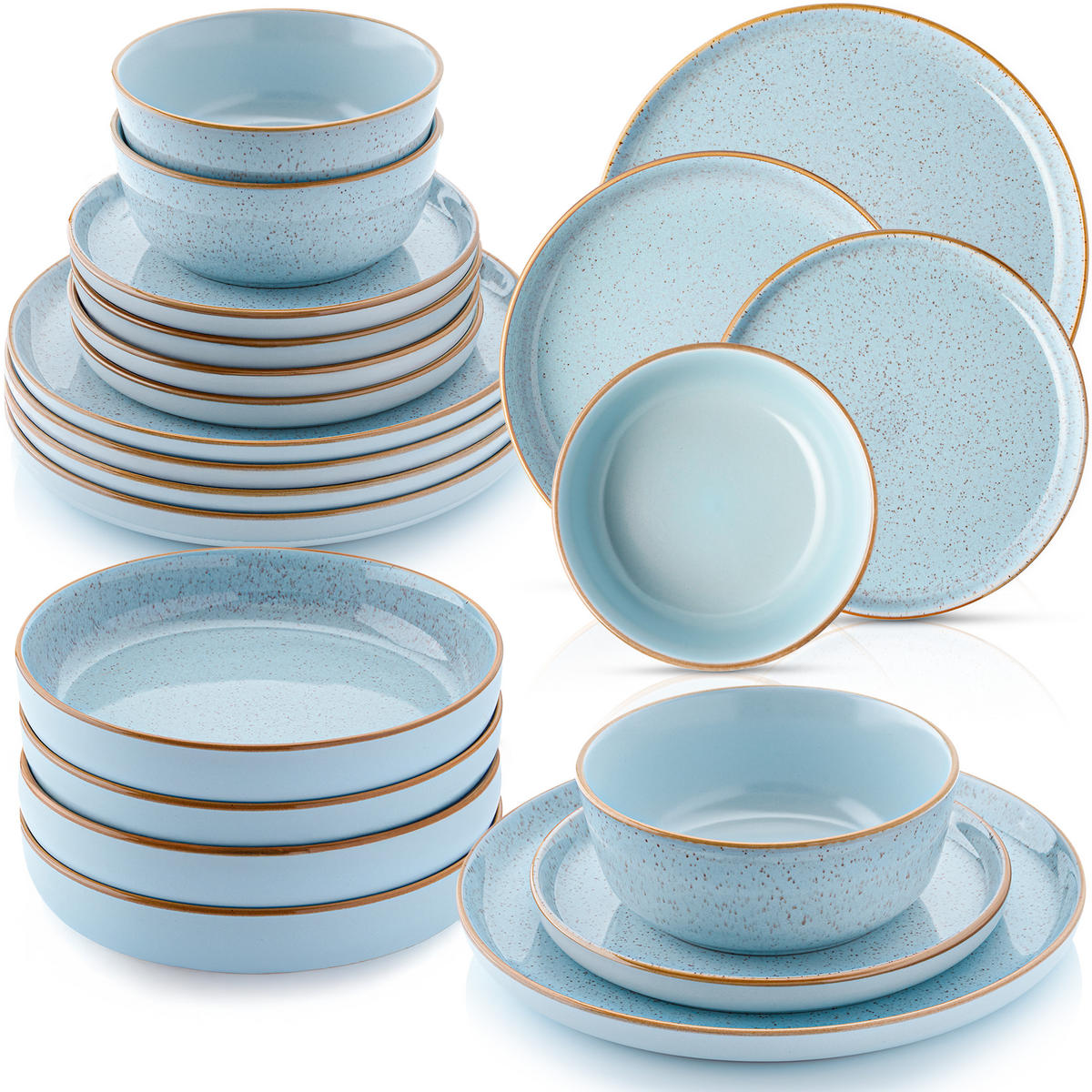 TAFELSERVICE RIO LAGUNE - 24-teilig aus Steingut - Blau, Stein (44/45/54cm) - Sänger