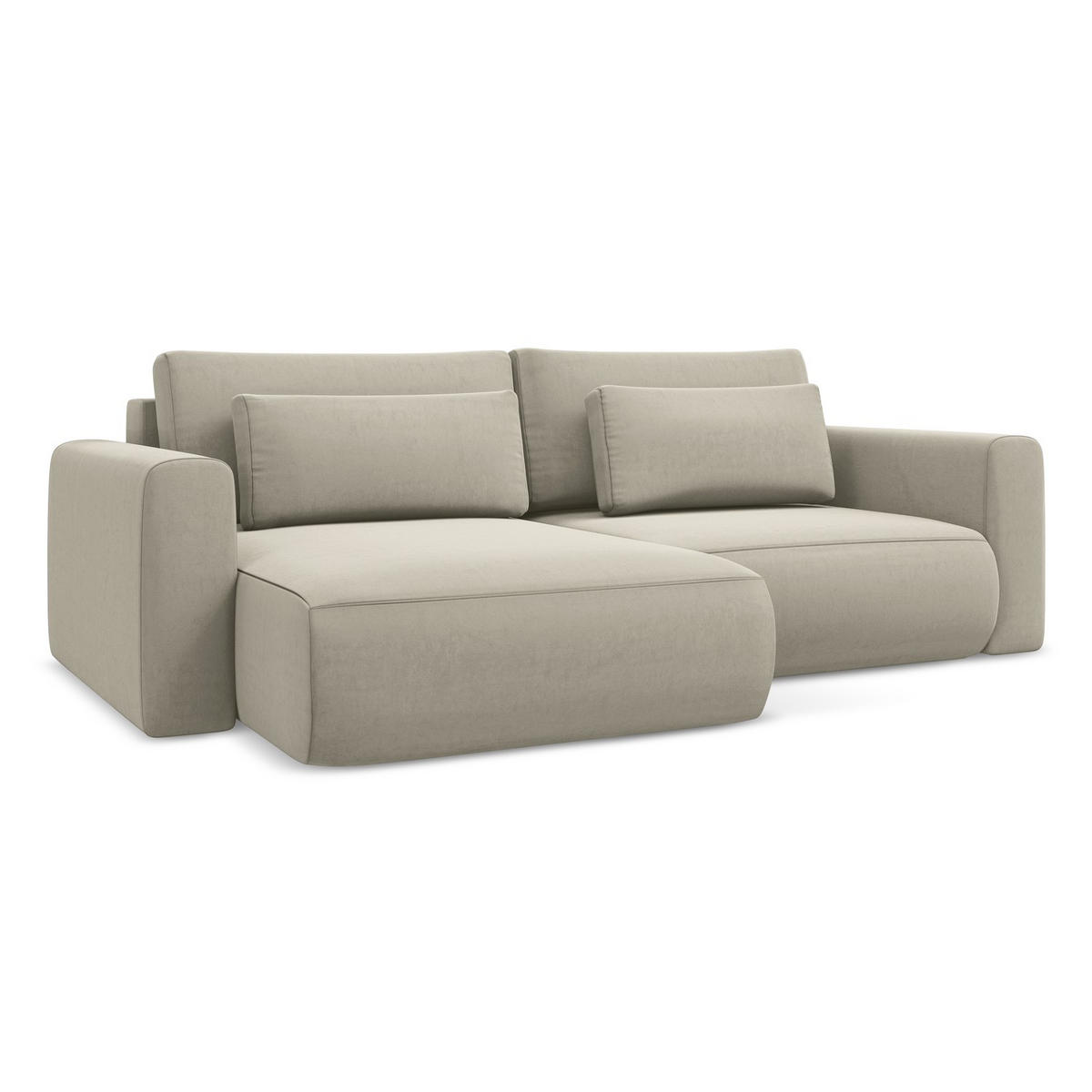 ECKSOFA mit Schlaffunktion Samt Stoff Creme - Perlmutt/Creme, Kunststoff/Textil (149/240cm) - LaMiaSofa