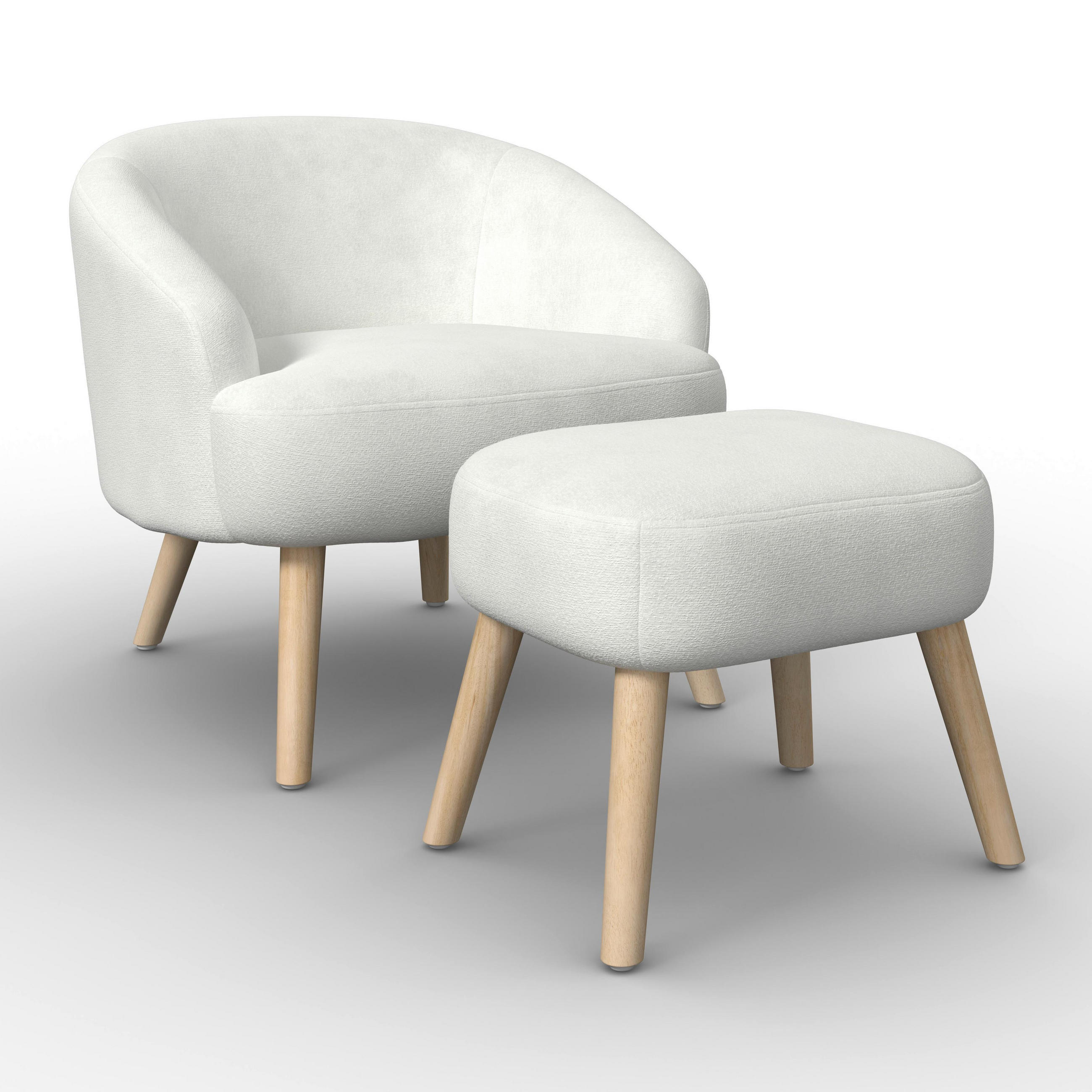 SESSEL Sonja Chenille Weiß - Weiß, Holz (71/66/70cm) - Bessagi Home