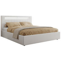 POLSTERBETT GOLD 5 CLASSIC 140/200 - Weiß Kunstleder - Schaum-Matratze - Weiß, Textil (140/200cm) - MKS