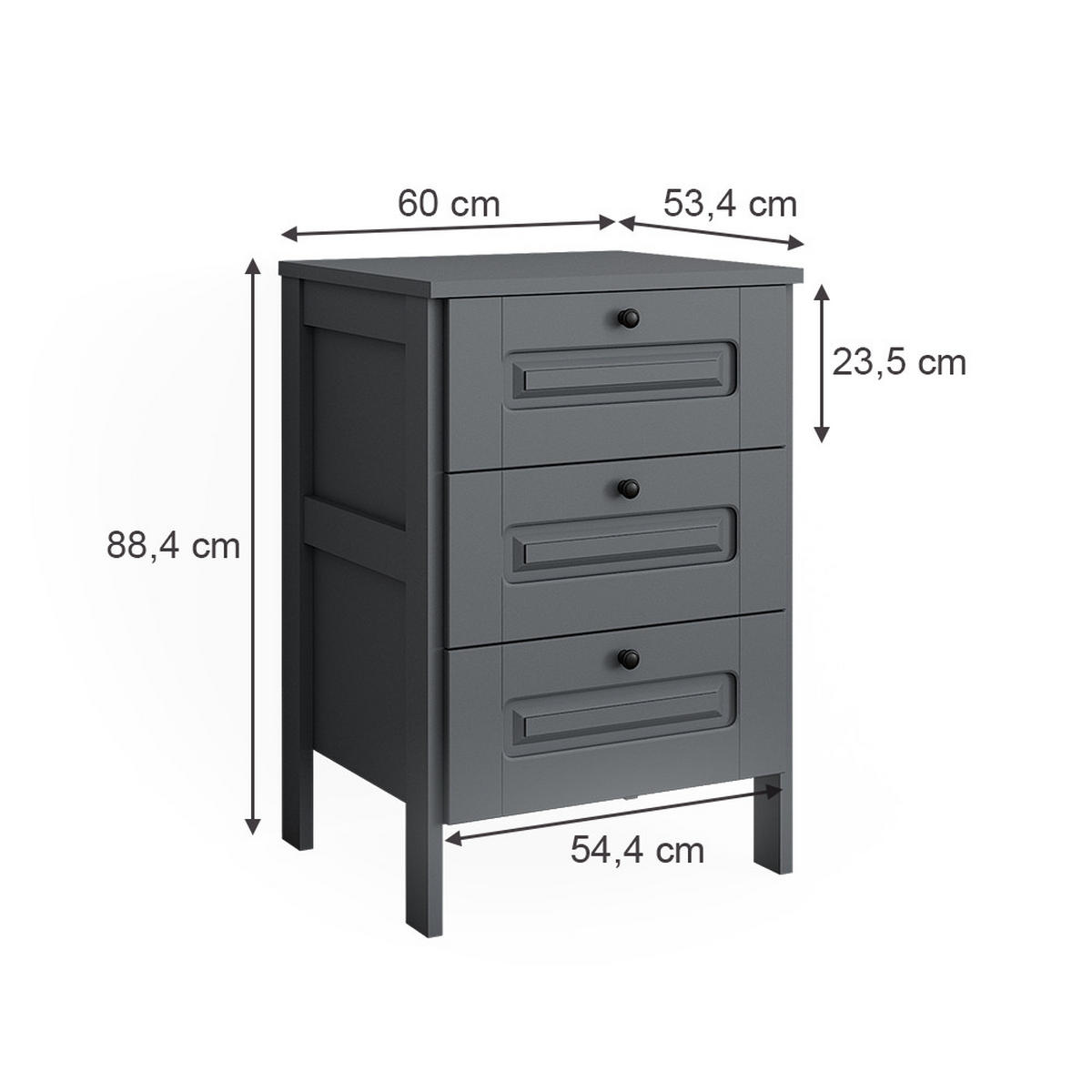 KOMMODE Ajaton Grau 60 x 88.4 cm - Grau, Holzwerkstoff (60/88.4/53.4cm) - VitaliSpa