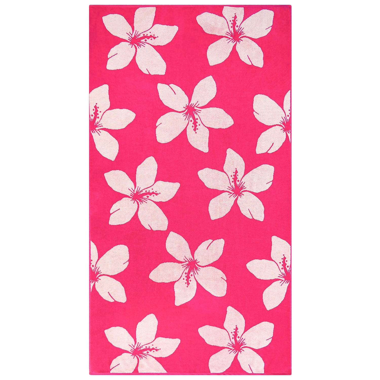 STRANDTUCH Frottee Velours Jacquard Rosa 90x170 400g/m² - Flora - Pink, Textil (170/90cm) - LE COMPTOIR DE LA PLAGE