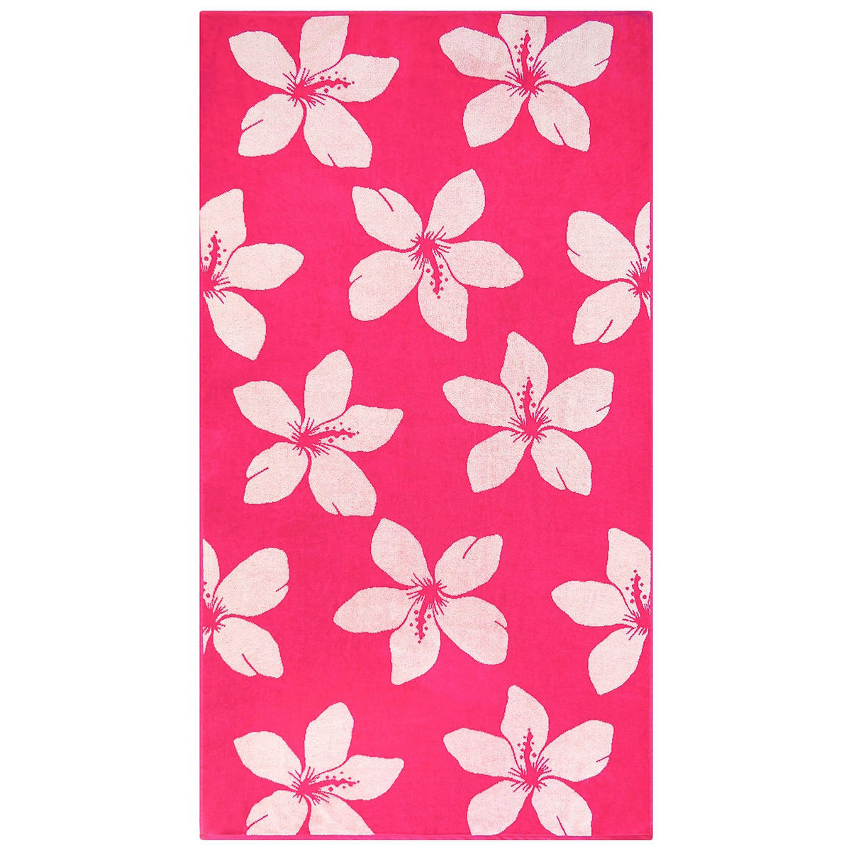 STRANDTUCH Frottee Velours Jacquard Rosa 90x170 400g/m² - Flora - Pink, Textil (170/90cm) - LE COMPTOIR DE LA PLAGE