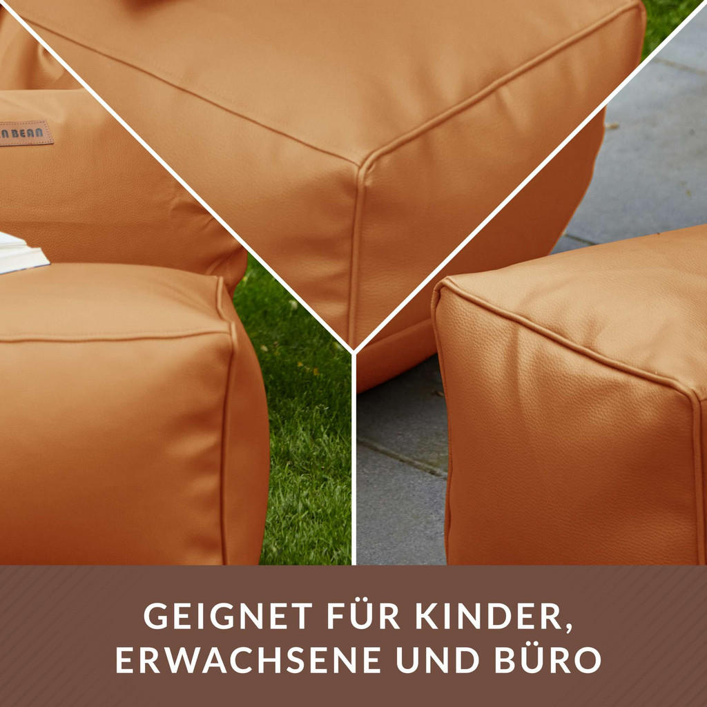 Thumbnail - Green Bean Sitzsack-Hocker, Cognac, Textil, Füllung: Styroporkugeln, Rechteckig, 33x28x28 cm, Hergestellt in Deutschland...