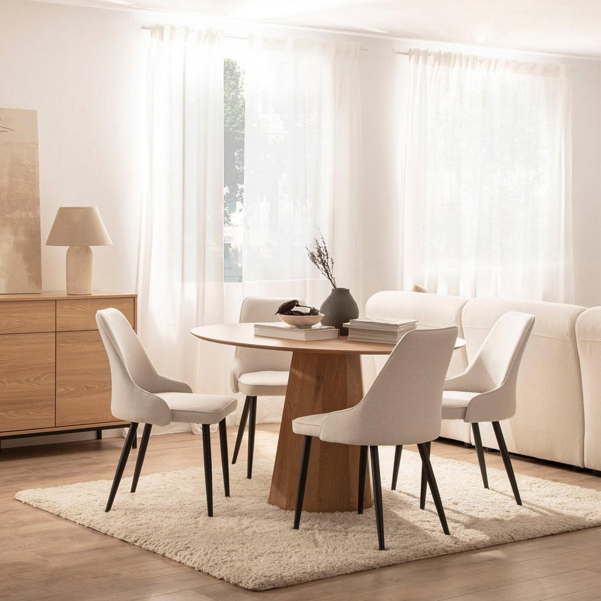 ESSZIMMERSTUHL Nika Beige 52 cm x 87 cm 2er-Set - Beige, Textil (52/87/58cm) - Klast Home