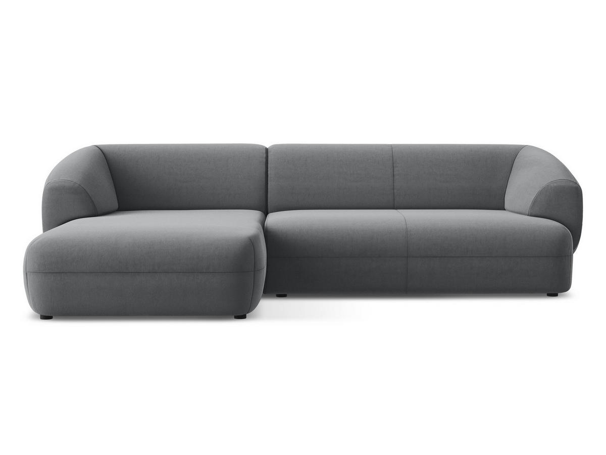 ECKSOFA Links Samt Stoff Grau - Dunkelgrau/Schwarz, Kunststoff/Textil (156/280cm) - Makamii