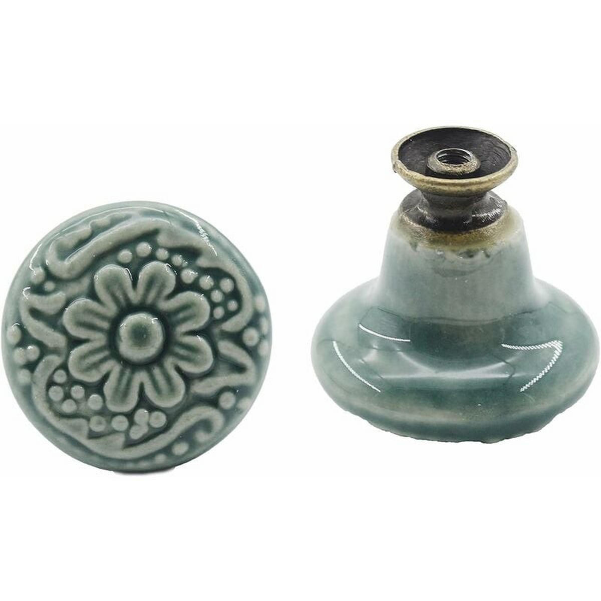 SCHRANKKNOPF Keramik Grün 10er-Set - Grün, Metall (3.4/3.2/3.4cm)