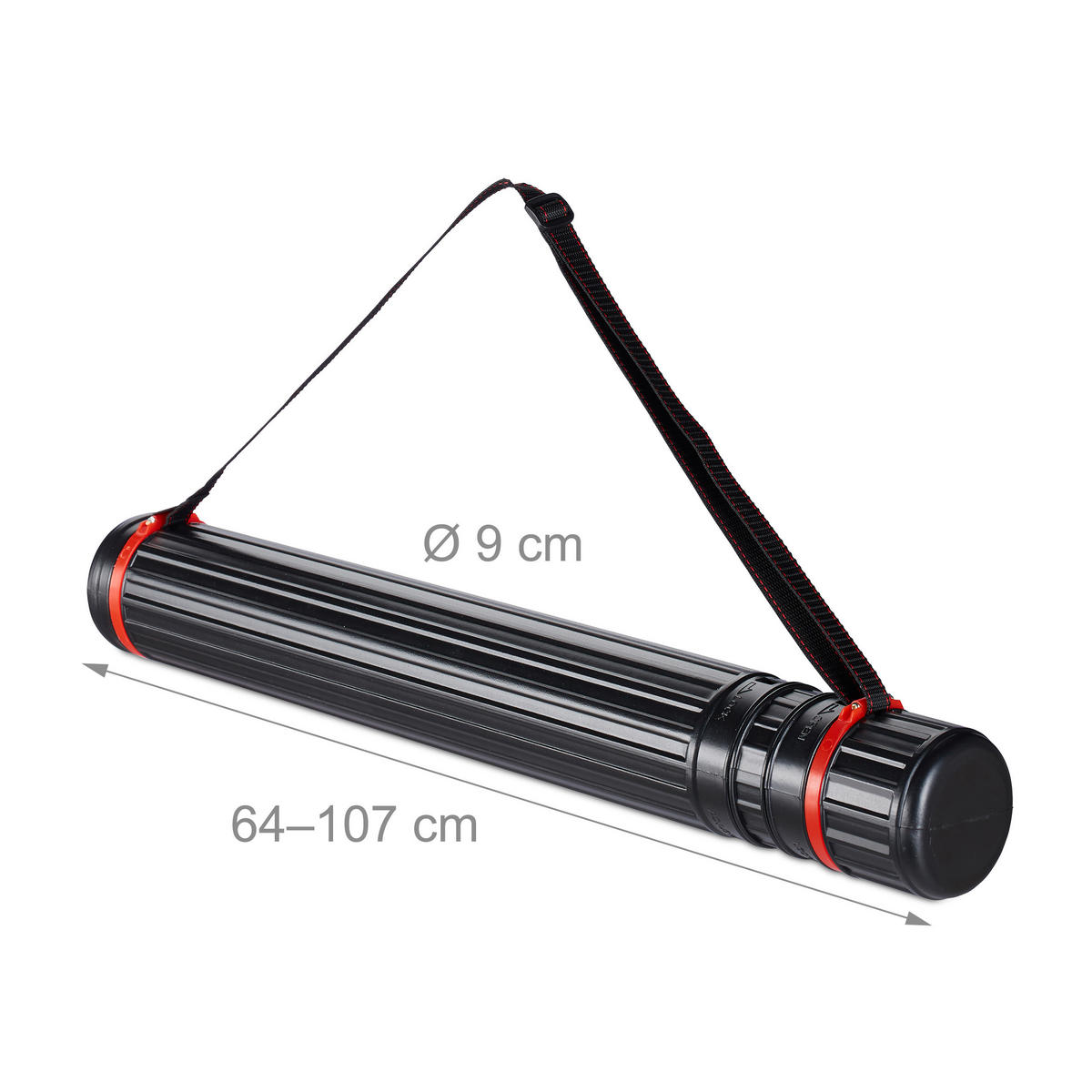 POSTERROLLE - Schwarz, Kunststoff (9/9/107cm) - Relaxdays