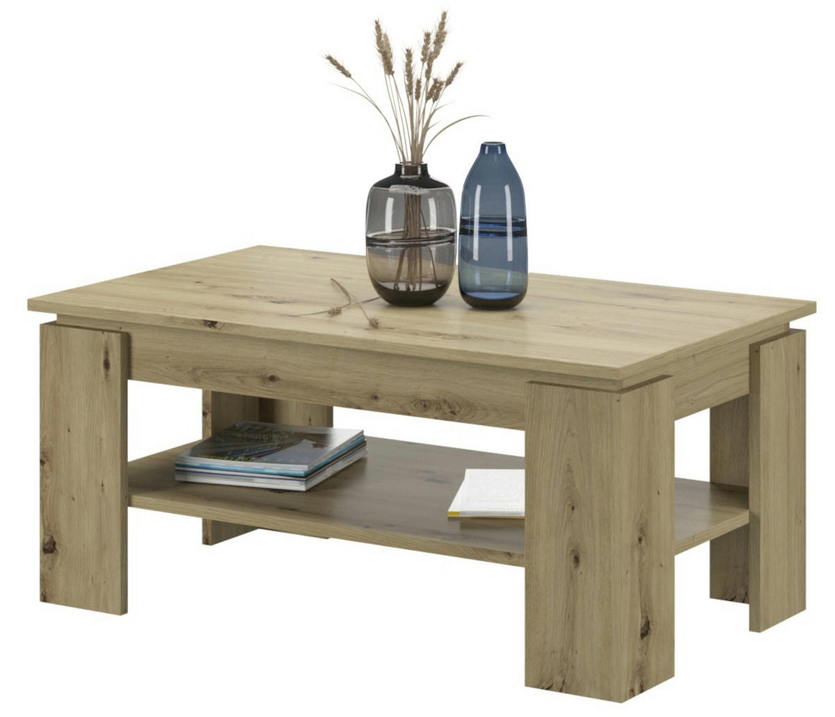 COUCHTISCH Artisan Eiche 100 x 60 cm, Wohnzimmertisch mit Stauraum - Eichefarben/Eiche Artisan, Holzwerkstoff/Metall (100/60/45cm) - Inn.Furn