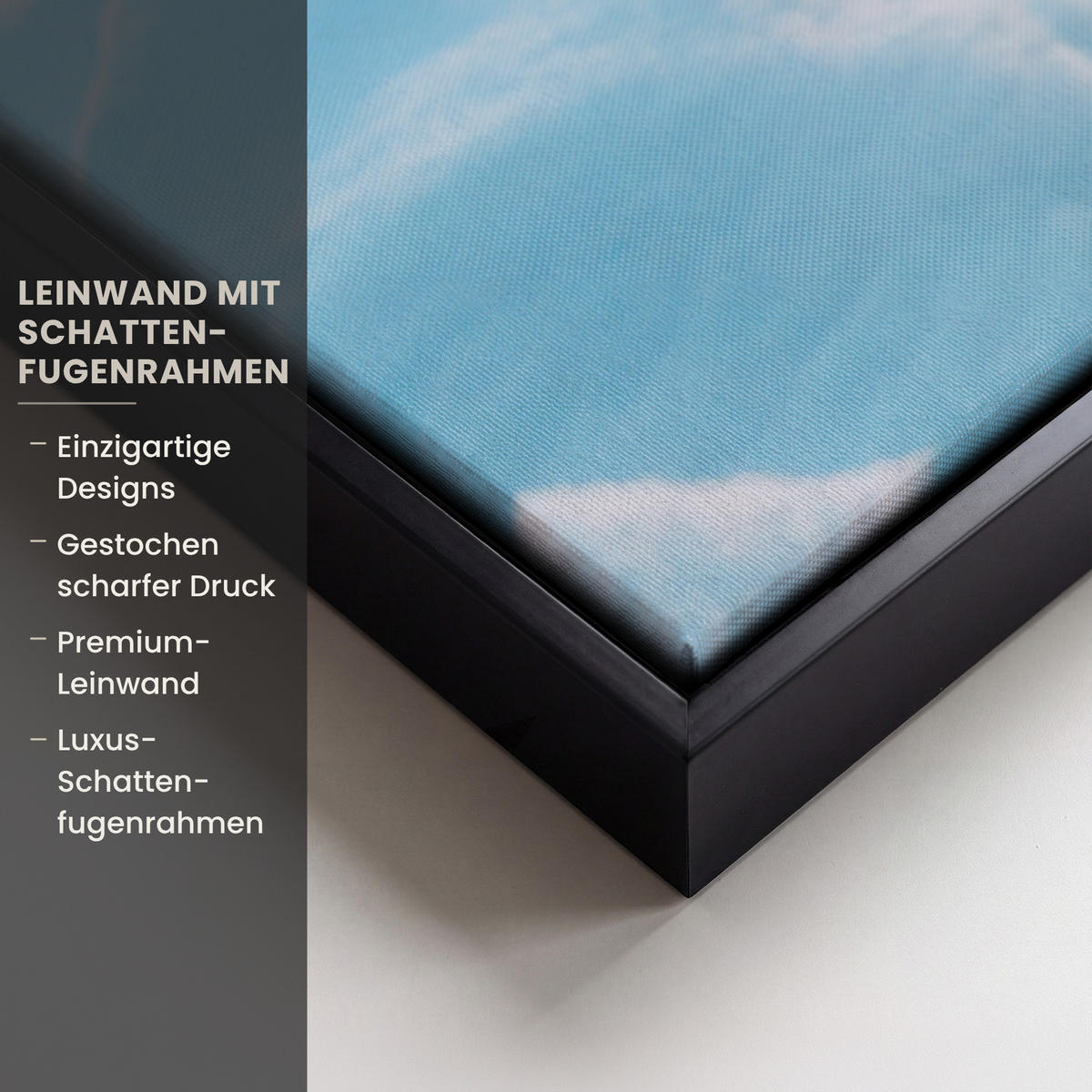LEINWAND Bilder mit Rahmen - Winterlandschaft - Natur - Haus - Berge - Schnee - 150x100 - Hellblau, Textil (150/100cm) - MuchoWow