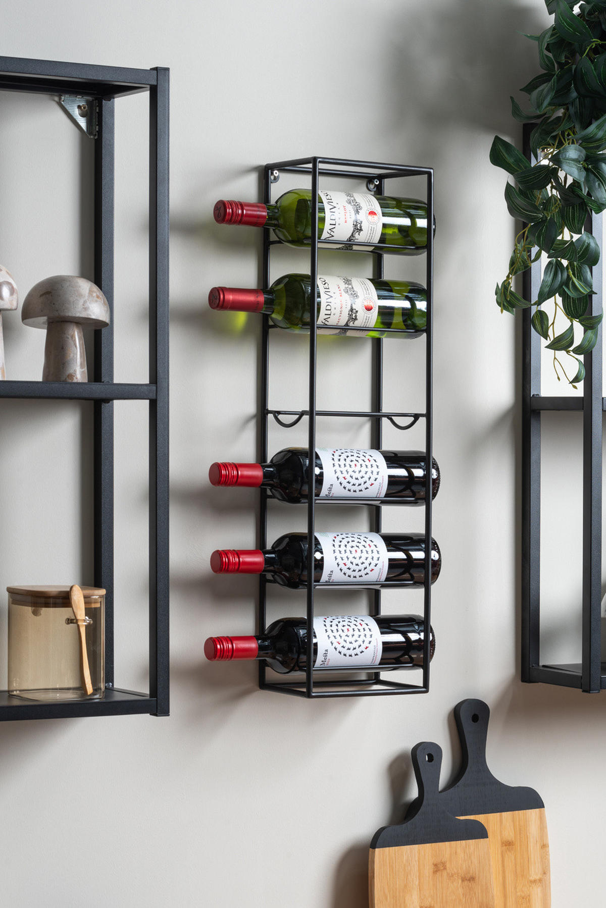 WEINREGAL für 6 Flaschen Single 18/11,5/66 cm - Schwarz, Metall (11.5/66/18cm) - Present Time