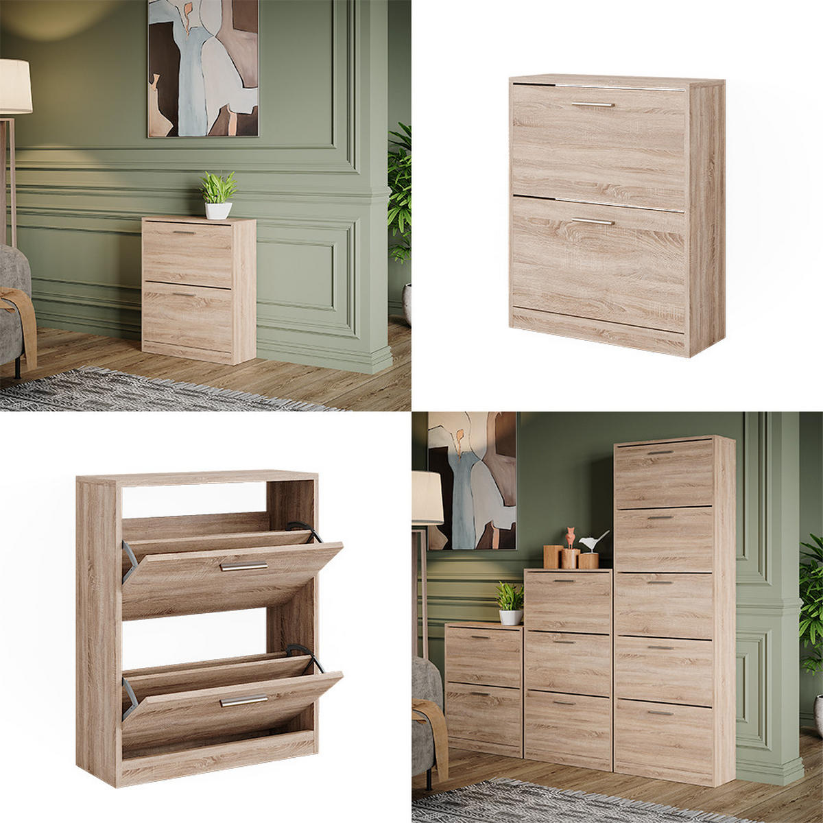 SCHUHSCHRANK Gizmo Sonoma 59 x 72.5 cm 2 Fächern - Sonoma Eiche, Holzwerkstoff (59/72.5/22cm) - Vicco