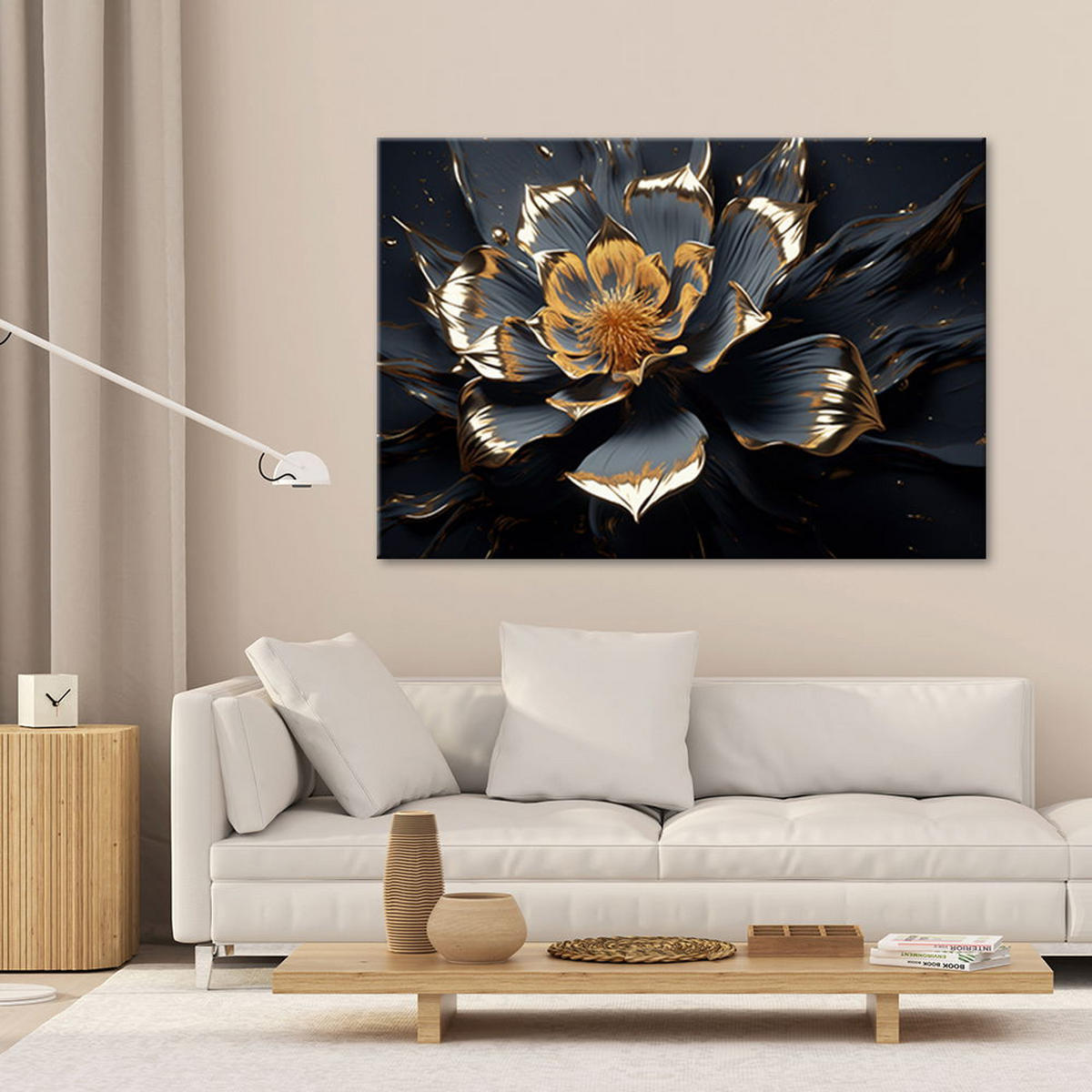 KUNSTDRUCK Schwarz 90/60 cm - Schwarz, Textil (90/60cm) - KUNSTLOFT