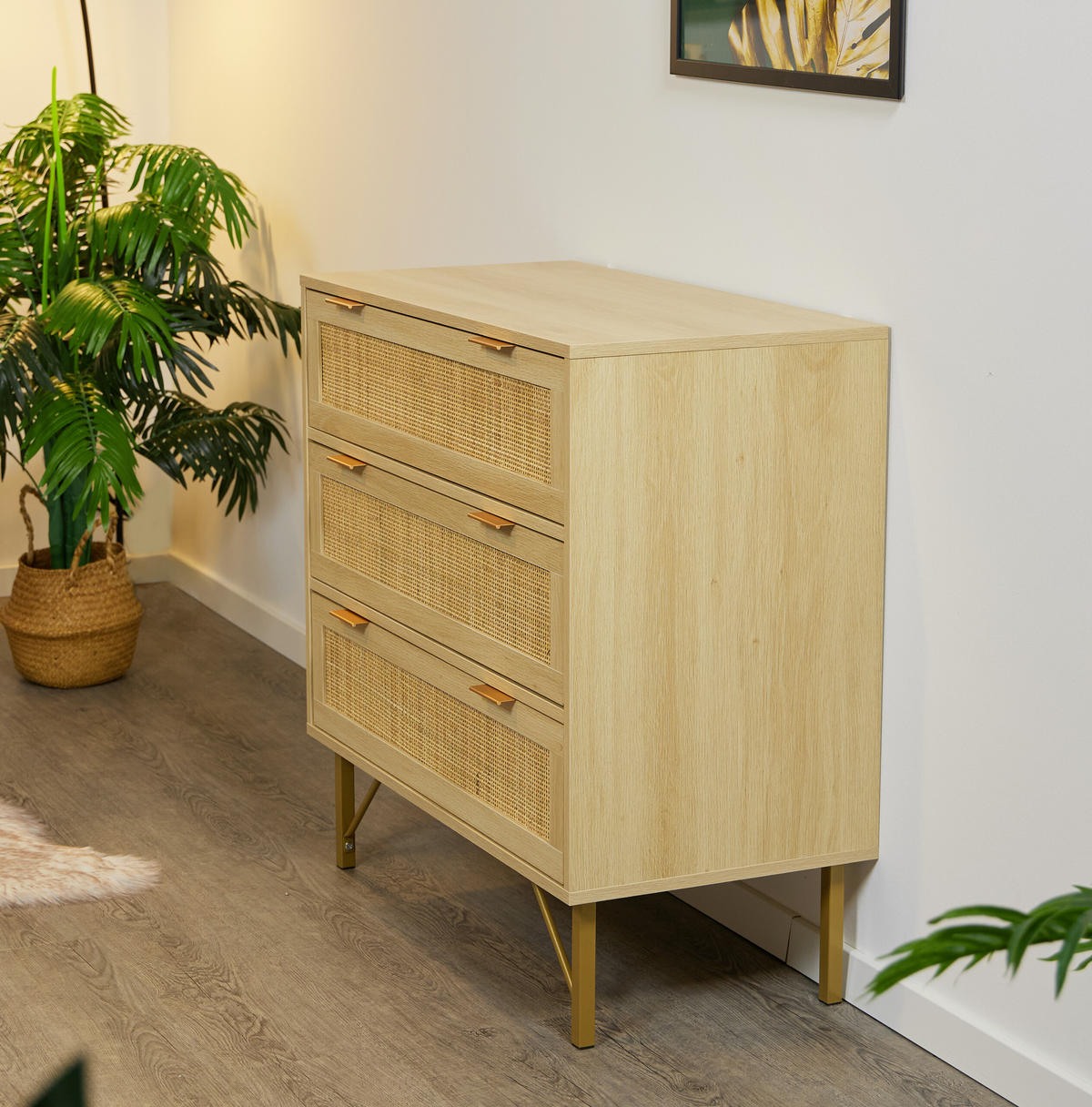 KOMMODE - Hellbraun, Holzwerkstoff/Kunststoff (80/80/42cm) - Relaxdays