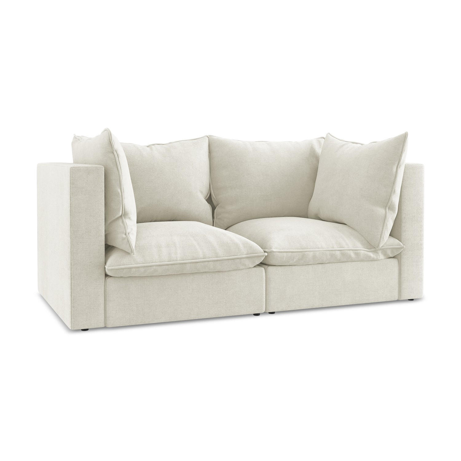 2-SITZER SOFA Strukturstoff Beige - Beige/Schwarz, Holzwerkstoff/Kunststoff (180/77/90cm) - LaMiaSofa