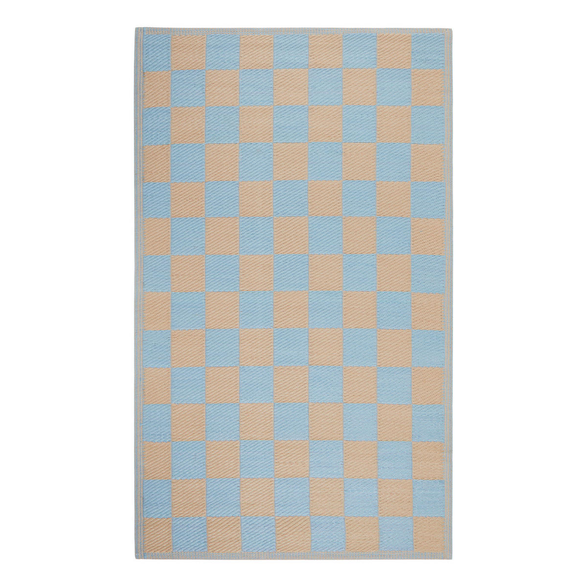 OUTDOORTEPPICH Colour Clash Karo 118x180 cm - Blau/Beige, Kunststoff (150/90cm) - Butlers