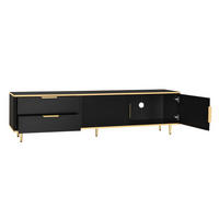 TV-LOWBOARD aus MDF und Spanplatte 170x37x45 cm Schwarz-Gold mit 2 Schubladen und Stauraum - Schwarz, Holzwerkstoff (170/45/37cm) - IVMEU