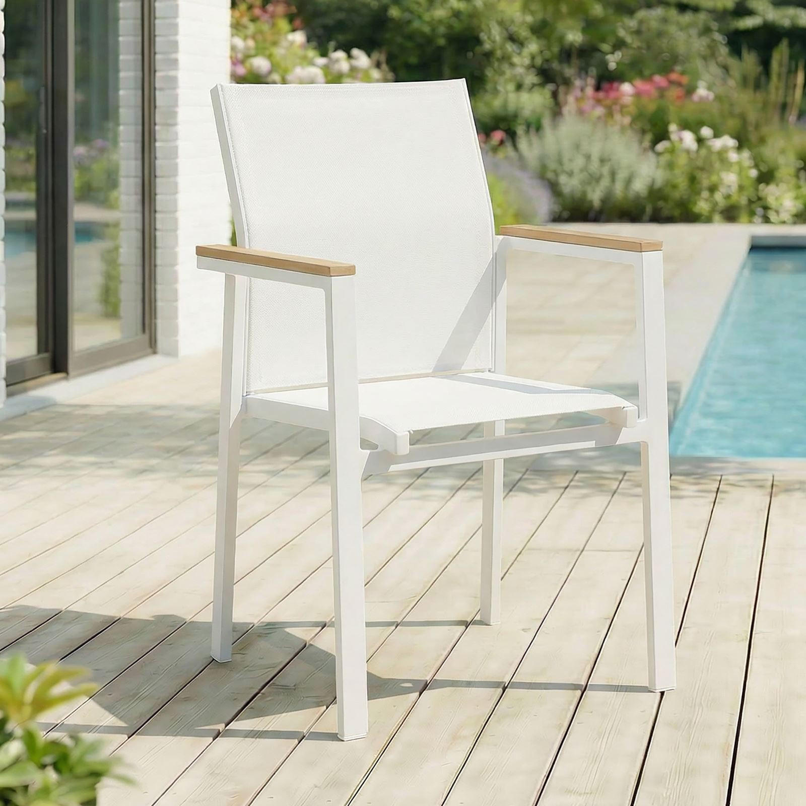 GARTENSTÜHLE WINDY 6ER-SET - Weiß, Metall (56/87/58cm) - IDIMEX