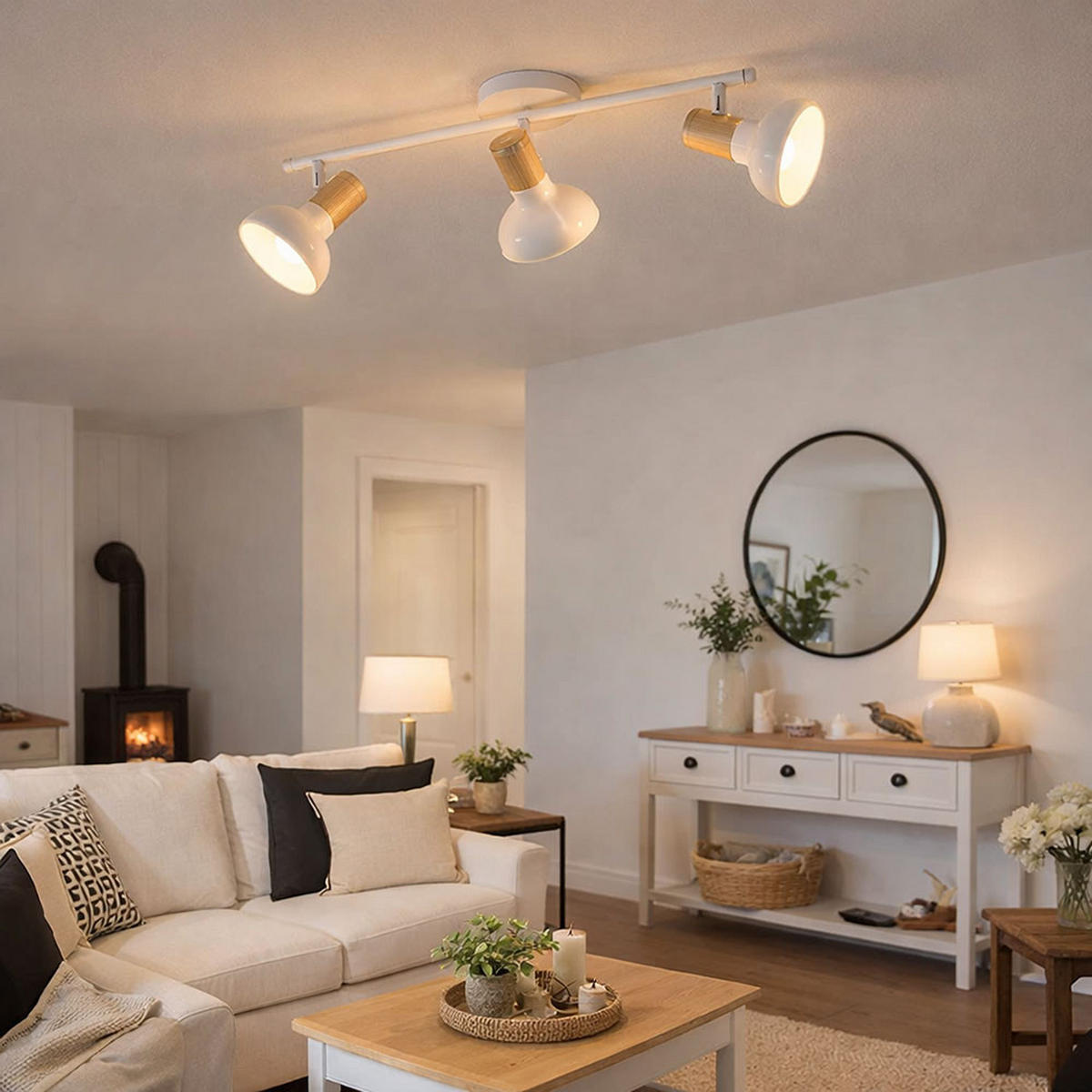 LED DECKENLEUCHTE Metall Holzoptik Weiß - Weiß, Holz (49/13/16cm) - Wofi