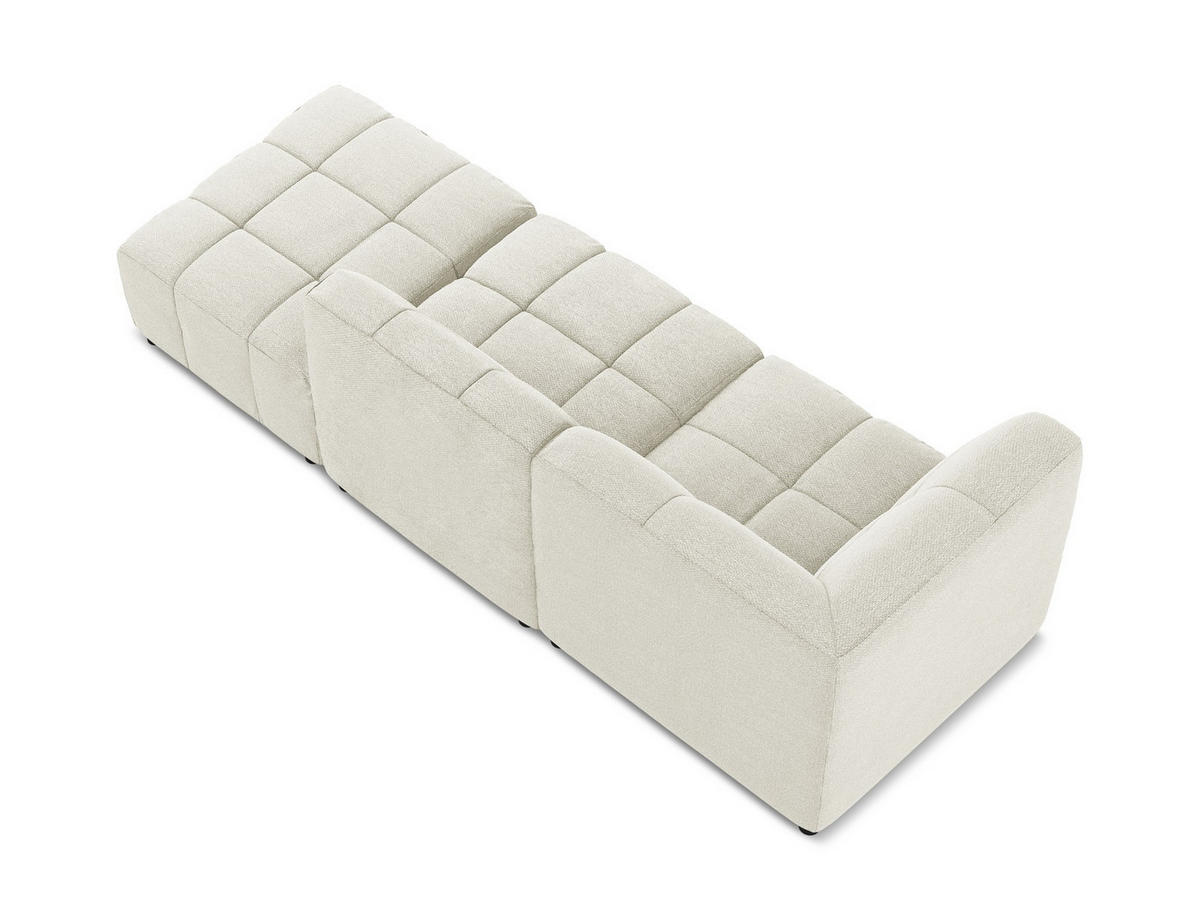 ECKSOFA Rechts Bouclé Stoff Beige - Sandfarben/Schwarz, Holzwerkstoff/Kunststoff (240/90cm) - Makamii