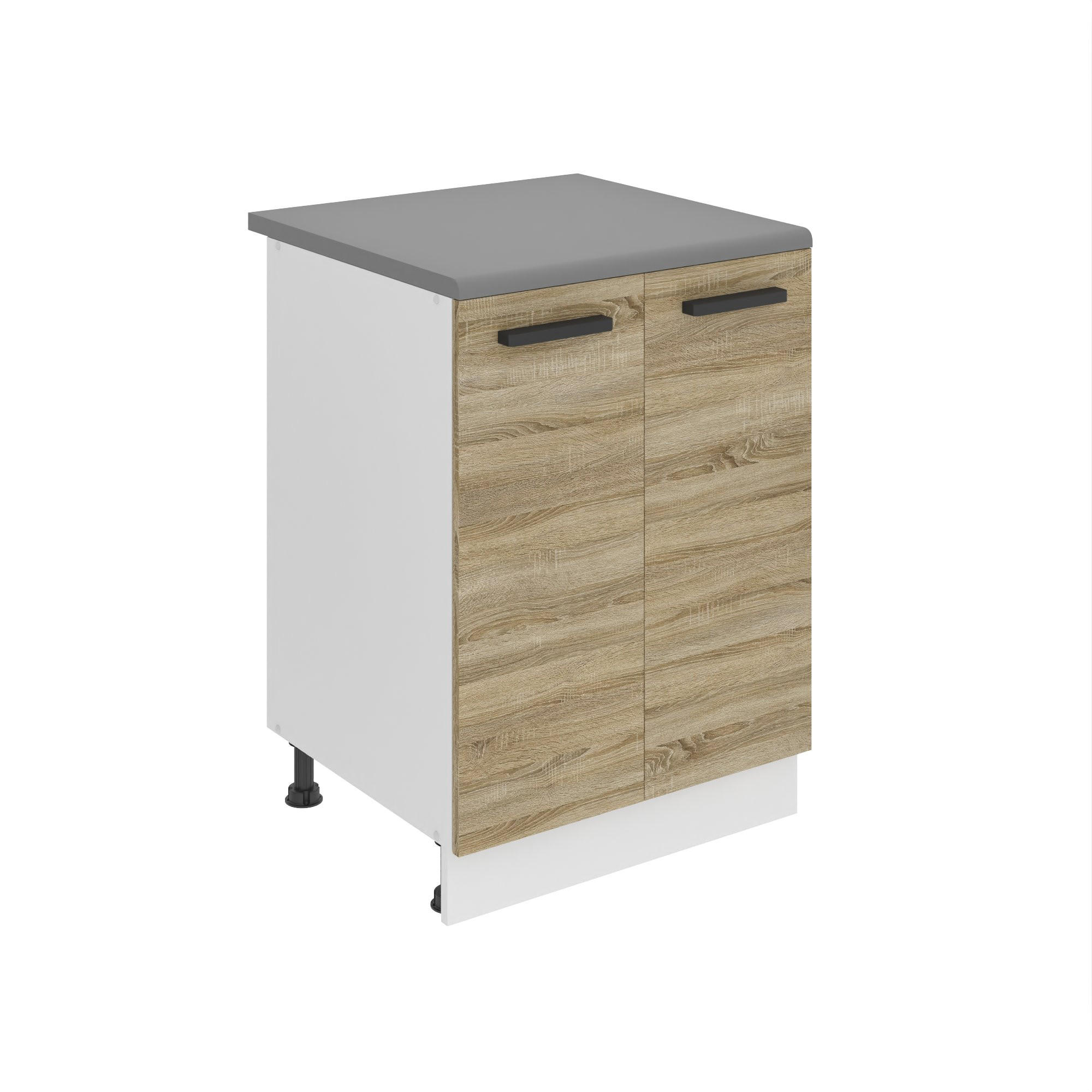 KÜCHENUNTERSCHRANK 60 cm SD2, mit Arbeitsplatte, mit 2 Türen, Sonoma-Eiche - Eiche San Remo, Holz (60/85/51.6cm) - B BELINI GROUP