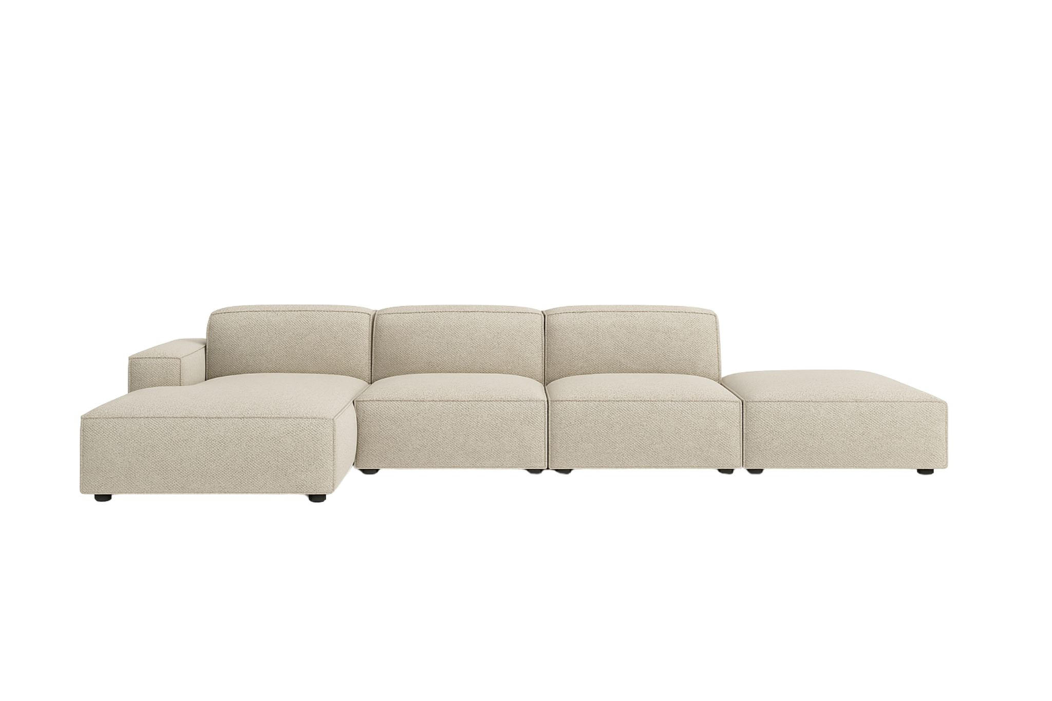 ECKSOFA Cursal L-Form, Stoff Artico, Nata + Hocker, Links - Beige, Holz (341/166cm) - Kaiser Möbel