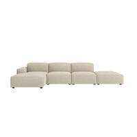 ECKSOFA Cursal L-Form, Stoff Artico, Nata + Hocker, Links - Beige, Holz (341/166cm) - Kaiser Möbel