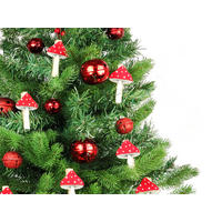 WEIHNACHTSBAUM künstlicher 60 cm mit LED-Beleuchtung, ZAUBERPILZ, mit 36 Weihnachtsbaumschmuck, Pflanztopf mit Jutesack - Rot/Grün, Kunststoff/Stein (40/60cm) - LAALU