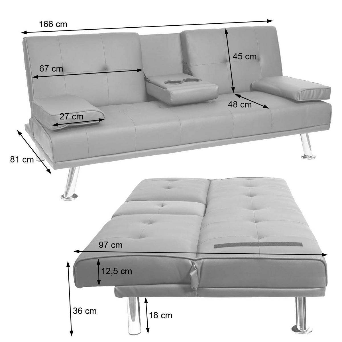3-SITZER-SOFA Hellgrau - Hellgrau, Textil (166/77/81cm) - MCW