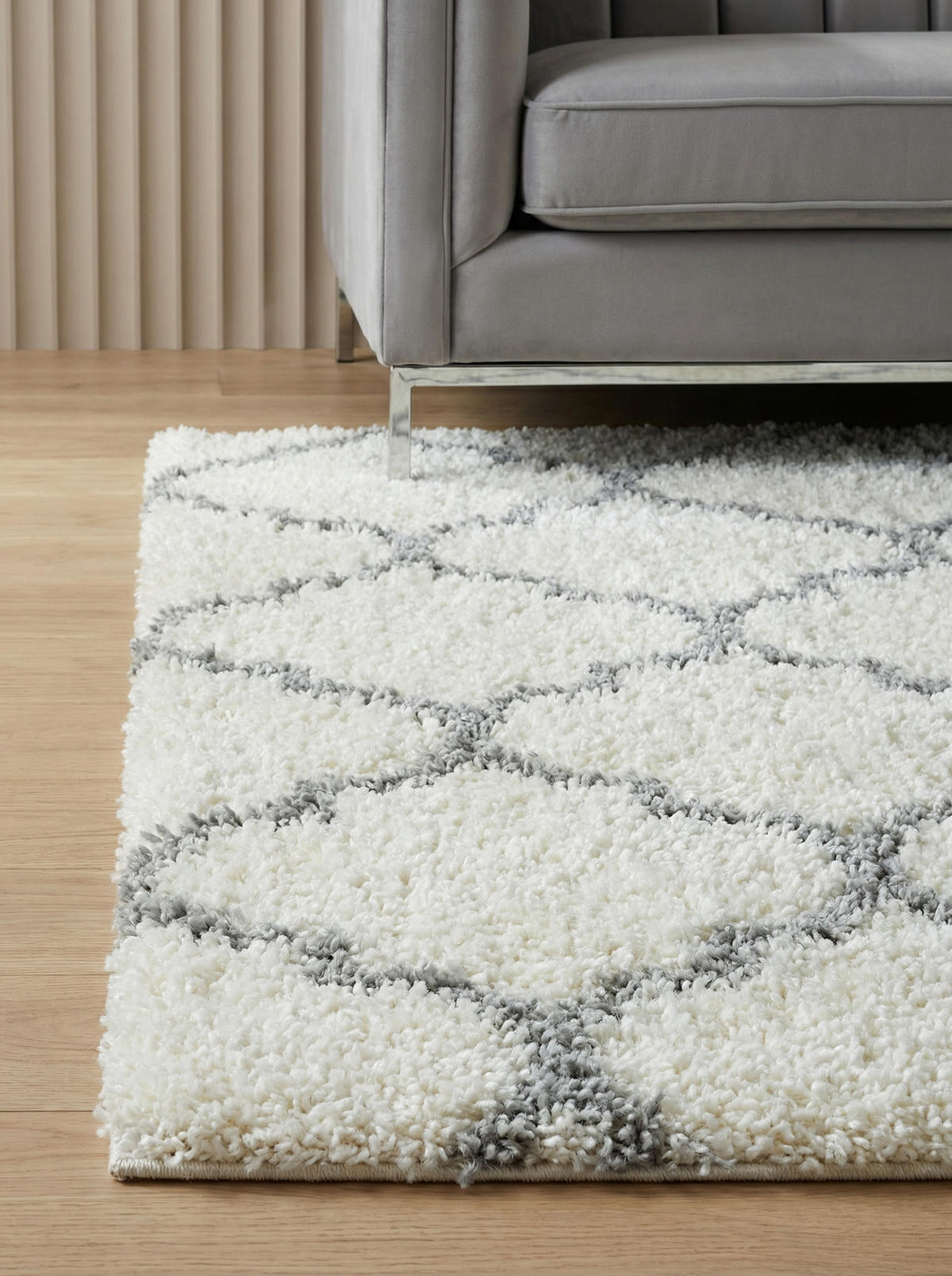 TEPPICH Hochflor Shaggy Skandi-Muster Polypropylen Wohnzimmer Creme Rechteckig 120x170 - Beige, Textil (120/170cm) - KADIMA DESIGN