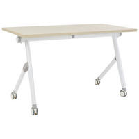SCHREIBTISCH Zusammenklappbarer Hellbraun 120/60 cm mit Rädern Bendi - Braun/Weiß, Holzwerkstoff (60/120/75cm) - Beliani