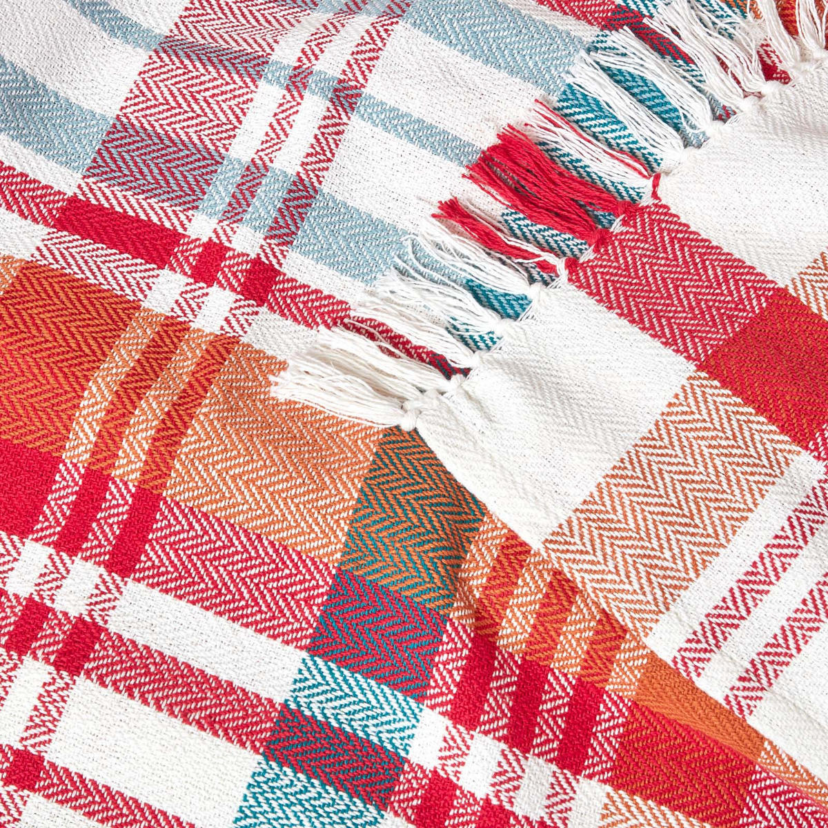 ÜBERWURF Falun 255/360 cm, Schottenkaro, 100% Baumwolle - Rot, Textil (255/360cm) - Homescapes