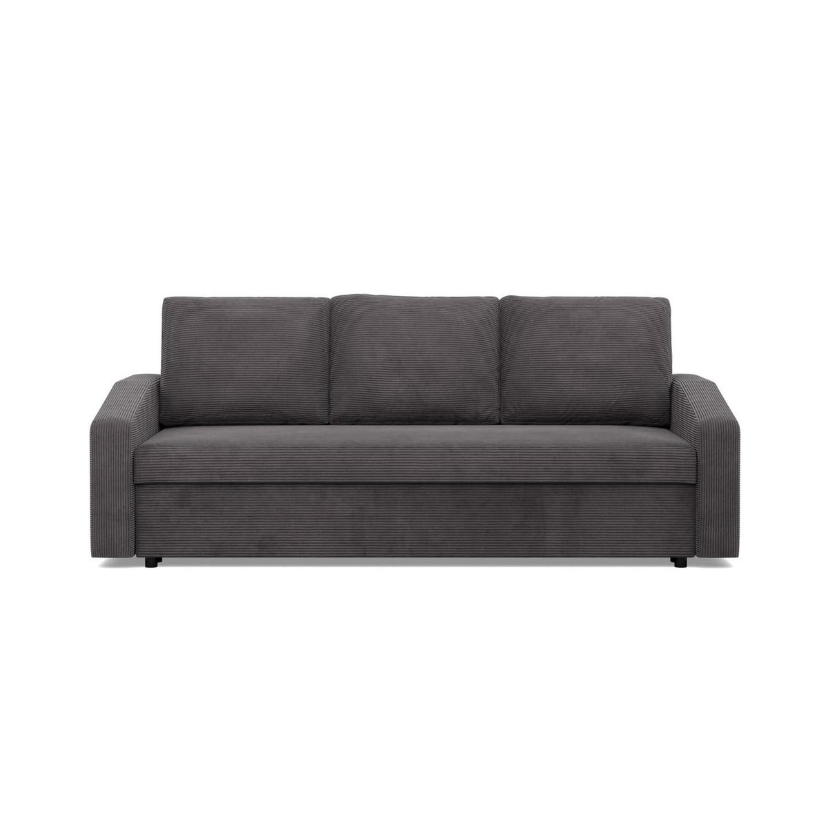 SOFA 3-SITZER MIT SCHLAFFUNKTION NEO, Cord - Dunkelgrau - Grau, Textil (220/92/92cm) - Mebligo