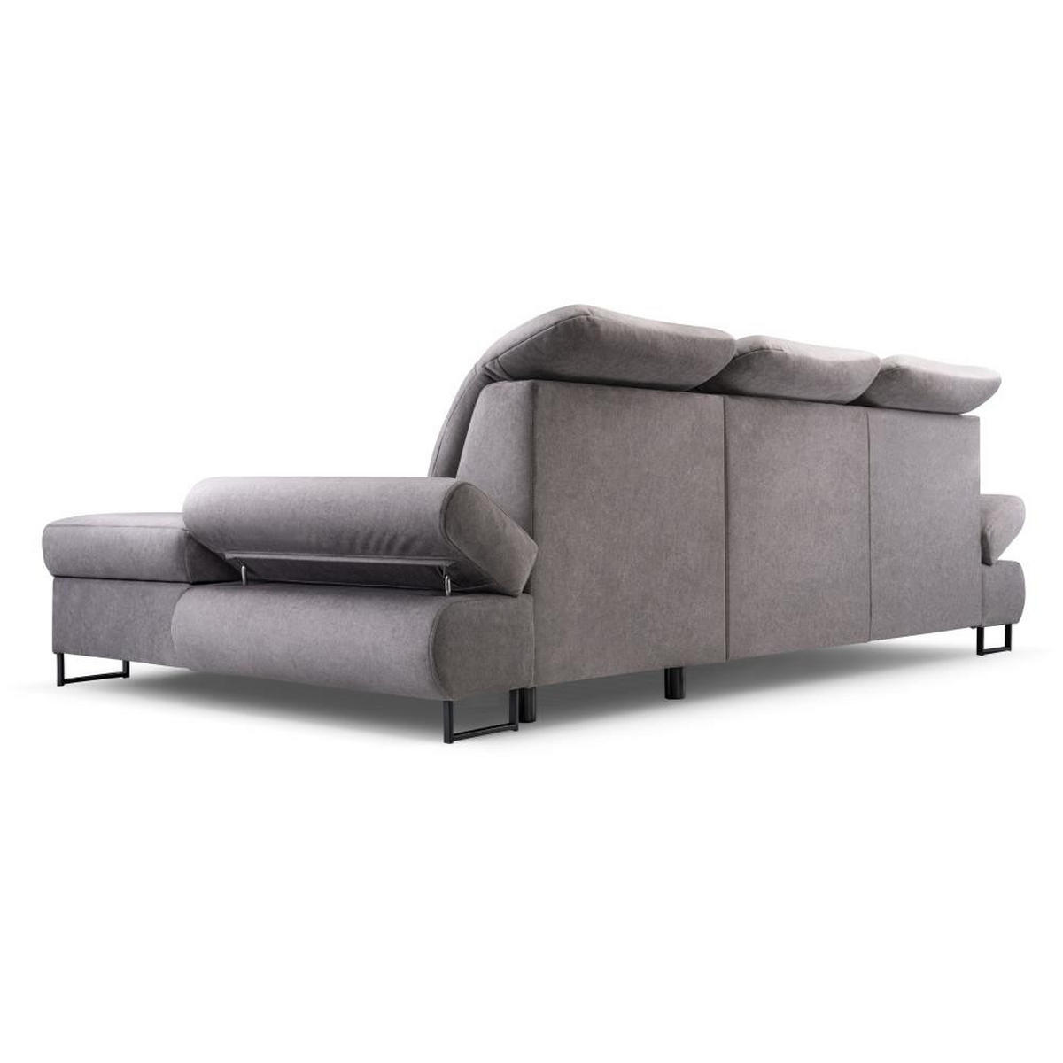 ECKSCHLAFSOFA Karo mit verstellbaren Kopfstützen Beige rechts - Beige/Schwarz, Textil/Metall (265/156cm) - Beautysofa