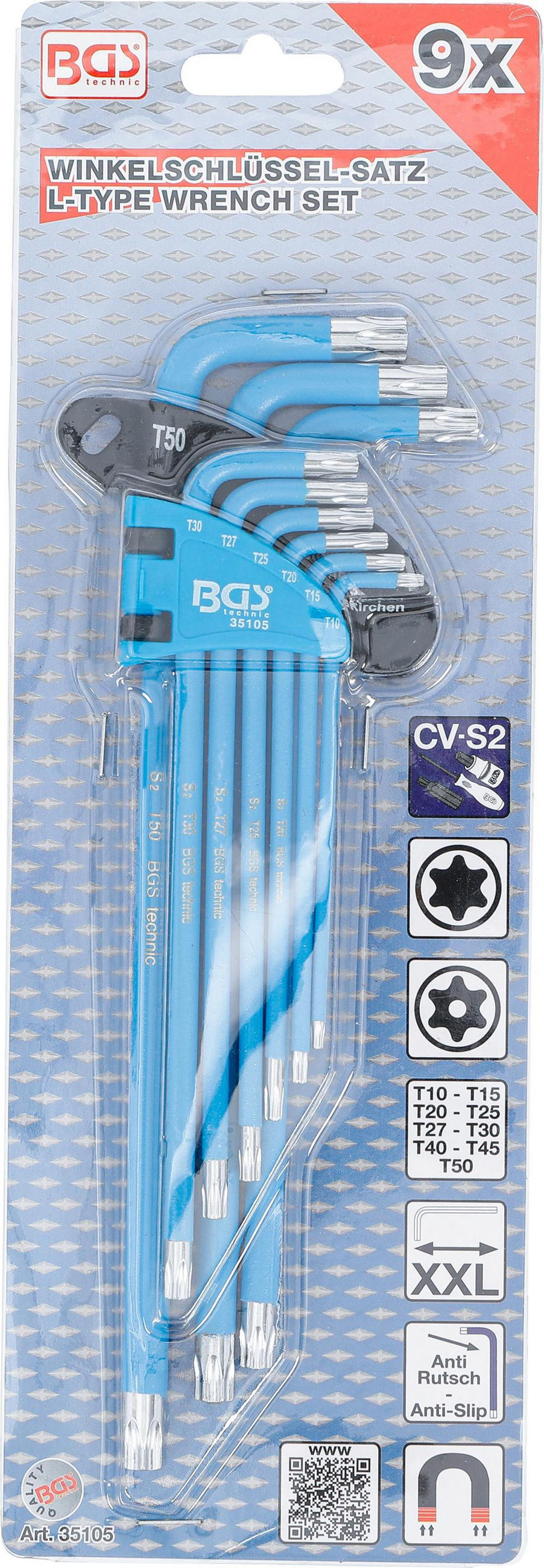 WINKELSCHLÜSSEL-SATZ | T-PROFIL (FÜR TORX) / T-PROFIL (FÜR TORX) MIT - Multicolor, Kunststoff/Metall (1/1cm) - BGS technic