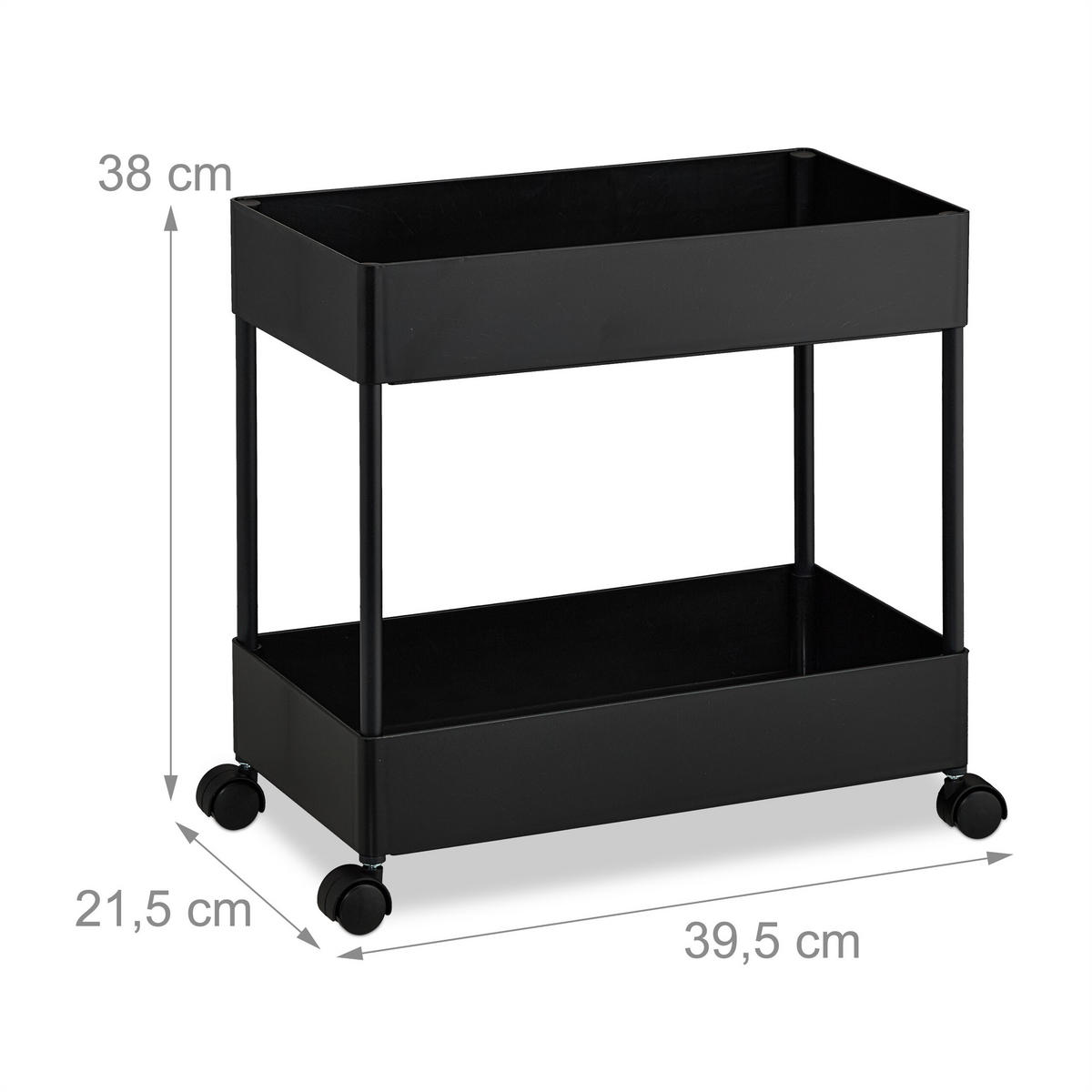 ROLLWAGEN - Schwarz, Kunststoff/Metall (39.5/38/21.5cm) - Relaxdays