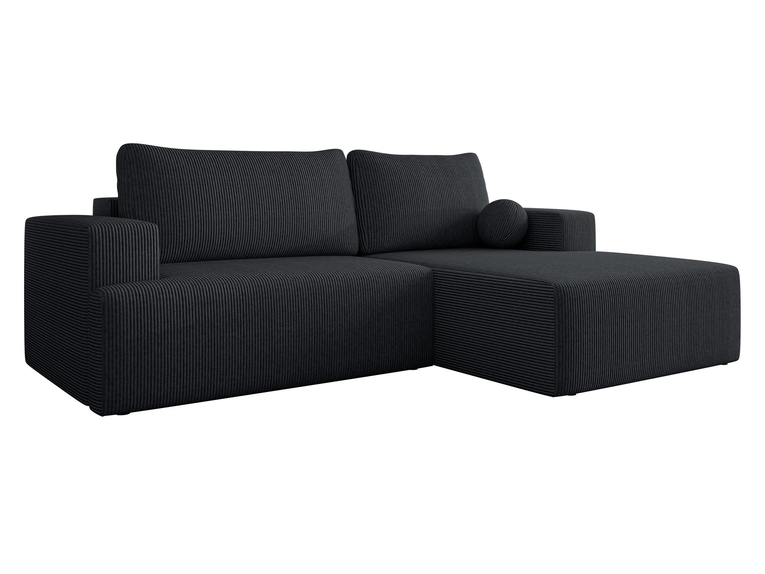 ECKSOFA Mivo Cord, Seite: Rechts - Schwarz, Holz/Kunststoff (266/163cm) - MIRJAN24