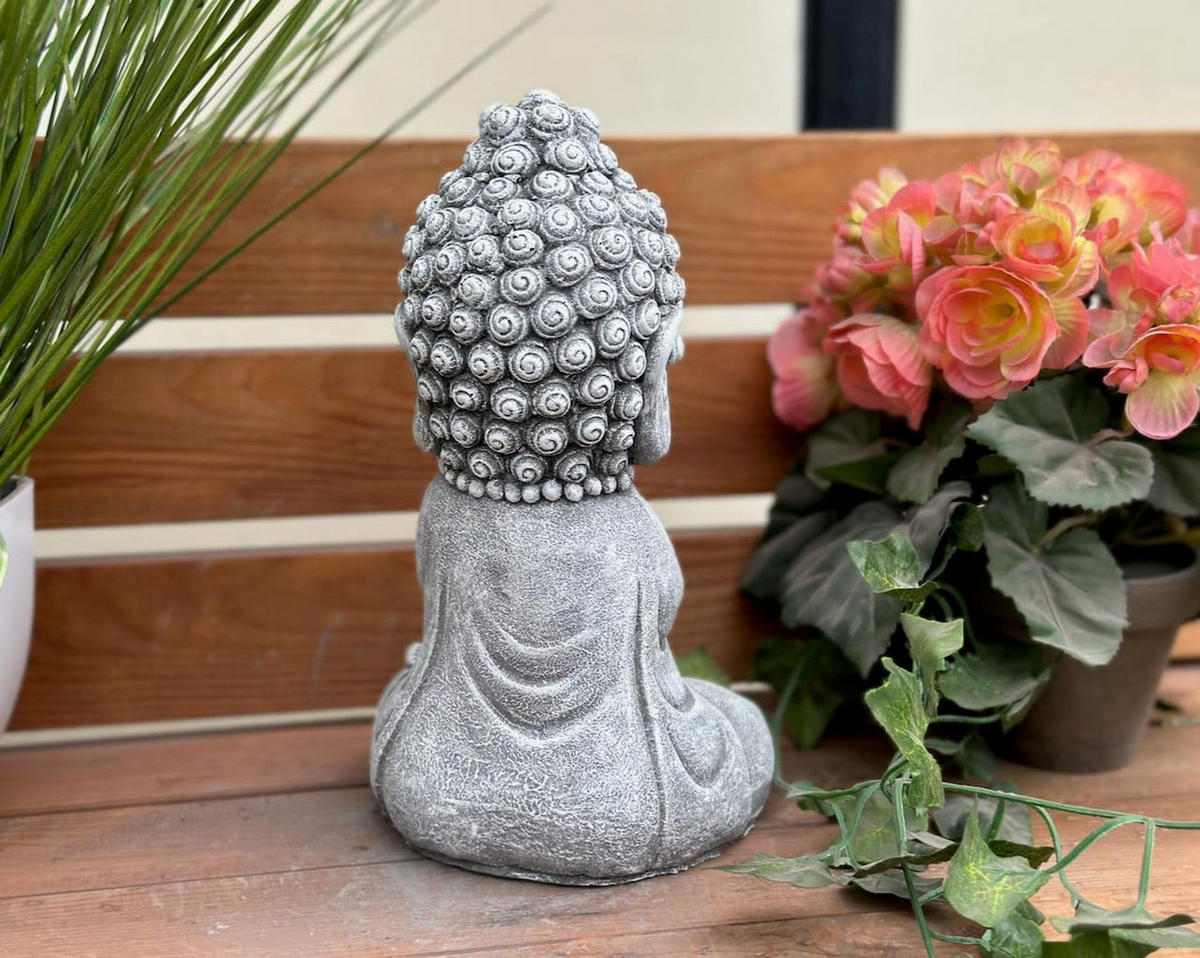 STEINFIGUR Buddha Shiva Baby sitzend frostfest Steinguss massiv - Grau, Stein (14/24/10cm) - stoneandstyle