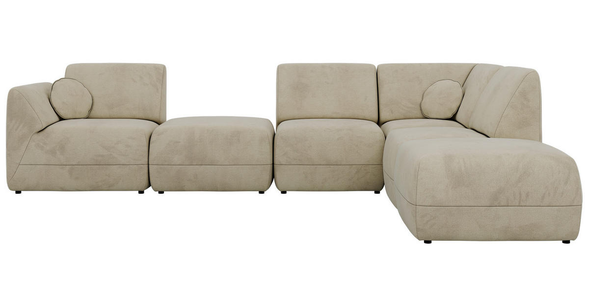 ROHOVÁ SEDAČKA NOARA 6M L Béžová Samet - Vpravo - čierna/béžová, textil/plast (355/244cm) - MKS