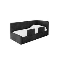 EINZELLBETT Jugendbett mit Bettkasten, Links - NORY 80x200 Schwarz - Schwarz, Holzwerkstoff/Textil (80/200cm) - ALTDECOR